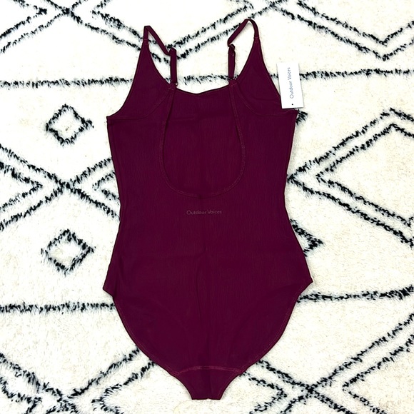 Outdoor Voices Rib Leotard, Color Shiraz NWT. Size small - Picture 6 of 7